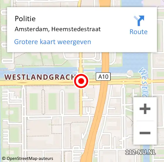 Locatie op kaart van de 112 melding: Politie Amsterdam, Heemstedestraat op 21 augustus 2018 21:41