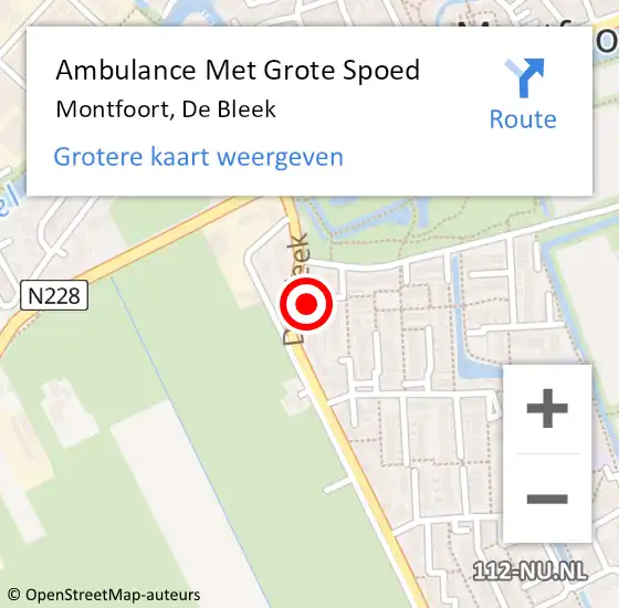 Locatie op kaart van de 112 melding: Ambulance Met Grote Spoed Naar Montfoort, De Bleek op 21 augustus 2018 21:49