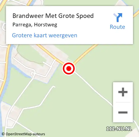 Locatie op kaart van de 112 melding: Brandweer Met Grote Spoed Naar Parrega, Horstweg op 21 augustus 2018 21:55