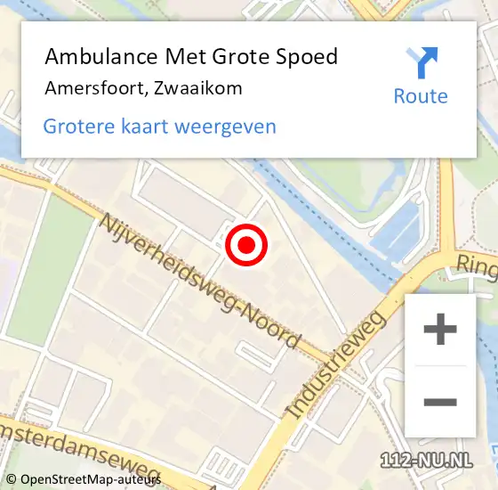 Locatie op kaart van de 112 melding: Ambulance Met Grote Spoed Naar Amersfoort, Zwaaikom op 21 augustus 2018 22:01