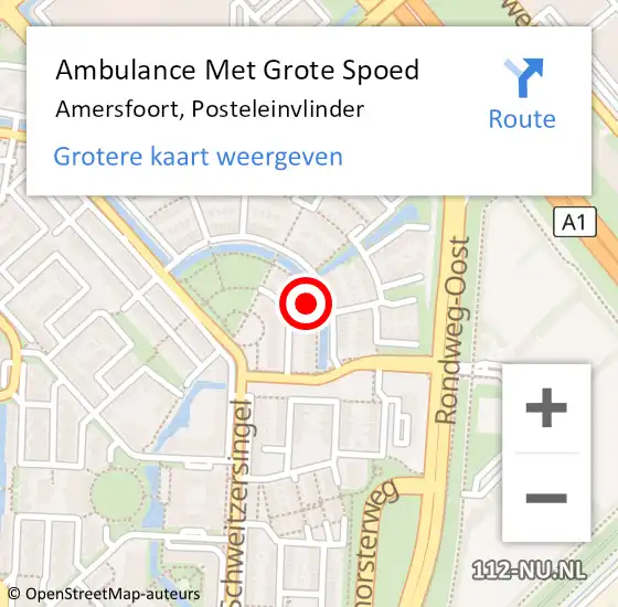 Locatie op kaart van de 112 melding: Ambulance Met Grote Spoed Naar Amersfoort, Posteleinvlinder op 21 augustus 2018 22:03