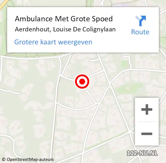 Locatie op kaart van de 112 melding: Ambulance Met Grote Spoed Naar Aerdenhout, Louise De Colignylaan op 21 augustus 2018 22:26