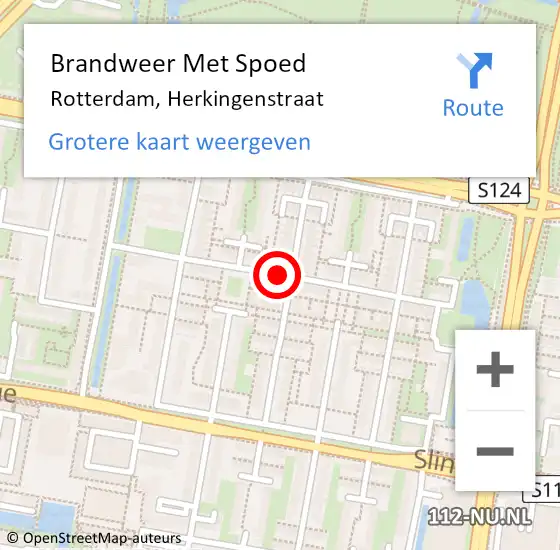 Locatie op kaart van de 112 melding: Brandweer Met Spoed Naar Rotterdam, Herkingenstraat op 21 augustus 2018 22:32