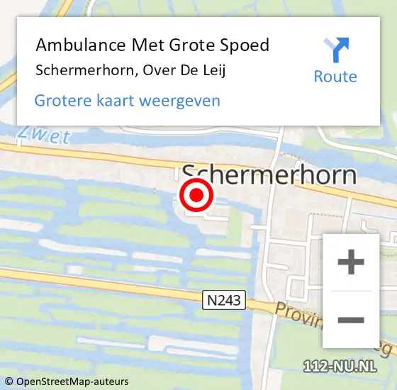 Locatie op kaart van de 112 melding: Ambulance Met Grote Spoed Naar Schermerhorn, Over de Leij op 21 augustus 2018 22:37