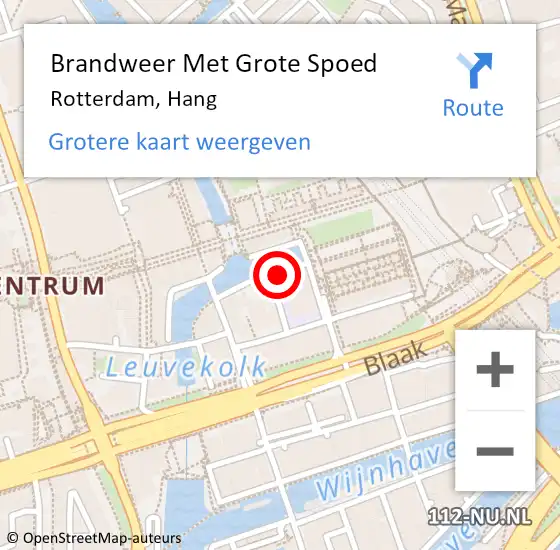 Locatie op kaart van de 112 melding: Brandweer Met Grote Spoed Naar Rotterdam, Hang op 21 augustus 2018 22:51