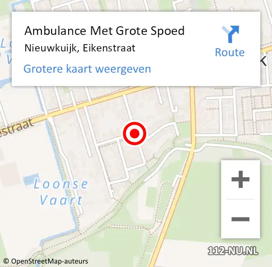 Locatie op kaart van de 112 melding: Ambulance Met Grote Spoed Naar Nieuwkuijk, Eikenstraat op 21 augustus 2018 23:05