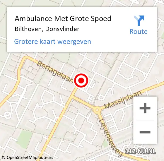 Locatie op kaart van de 112 melding: Ambulance Met Grote Spoed Naar Bilthoven, Donsvlinder op 21 augustus 2018 23:29