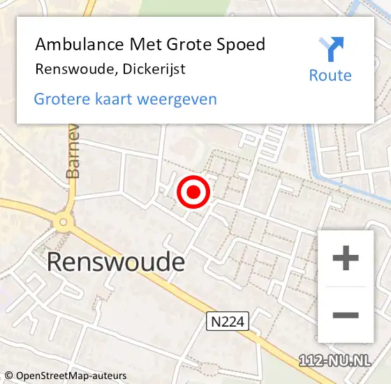 Locatie op kaart van de 112 melding: Ambulance Met Grote Spoed Naar Renswoude, Dickerijst op 22 augustus 2018 00:05