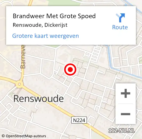 Locatie op kaart van de 112 melding: Brandweer Met Grote Spoed Naar Renswoude, Dickerijst op 22 augustus 2018 00:14