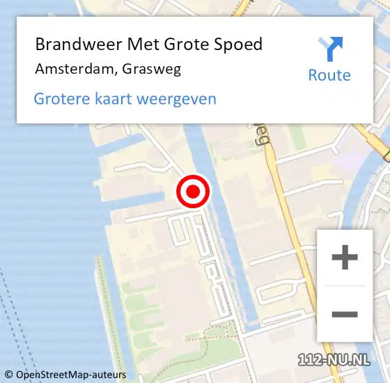 Locatie op kaart van de 112 melding: Brandweer Met Grote Spoed Naar Amsterdam, Grasweg op 22 augustus 2018 00:24