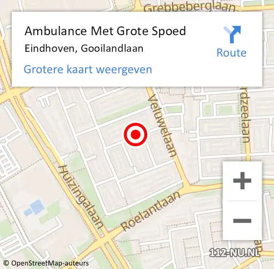 Locatie op kaart van de 112 melding: Ambulance Met Grote Spoed Naar Eindhoven, Gooilandlaan op 22 augustus 2018 01:09