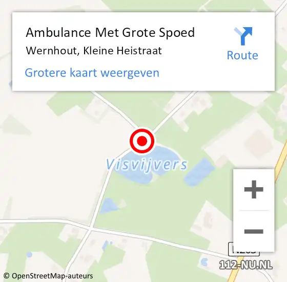Locatie op kaart van de 112 melding: Ambulance Met Grote Spoed Naar Wernhout, Kleine Heistraat op 22 augustus 2018 01:30
