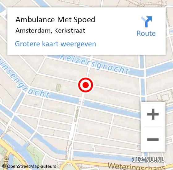Locatie op kaart van de 112 melding: Ambulance Met Spoed Naar Amsterdam, Kerkstraat op 22 augustus 2018 02:25