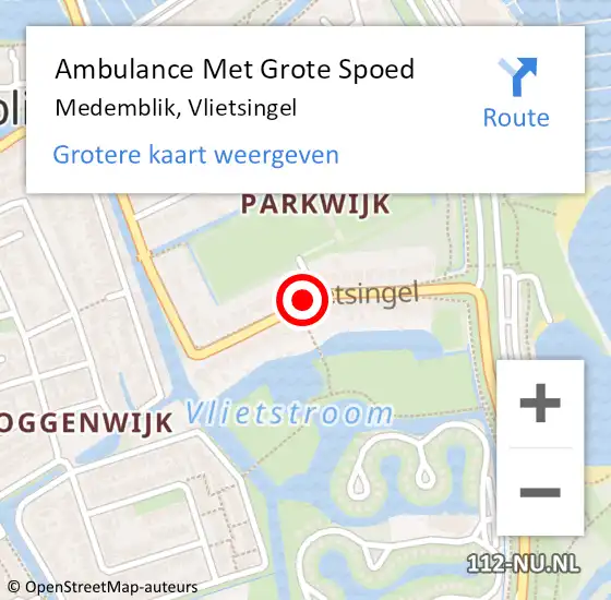 Locatie op kaart van de 112 melding: Ambulance Met Grote Spoed Naar Medemblik, Vlietsingel op 22 augustus 2018 02:26