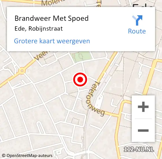 Locatie op kaart van de 112 melding: Brandweer Met Spoed Naar Ede, Robijnstraat op 22 augustus 2018 02:45