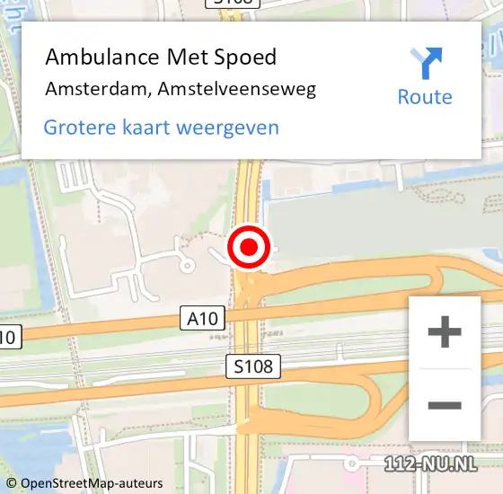 Locatie op kaart van de 112 melding: Ambulance Met Spoed Naar Amsterdam, Amstelveenseweg op 22 augustus 2018 02:46