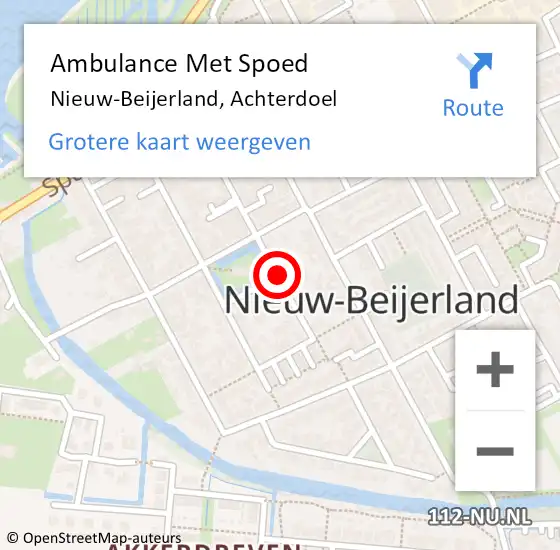 Locatie op kaart van de 112 melding: Ambulance Met Spoed Naar Nieuw-Beijerland, Achterdoel op 22 augustus 2018 02:47