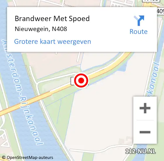 Locatie op kaart van de 112 melding: Brandweer Met Spoed Naar Nieuwegein, N408 op 22 augustus 2018 02:50