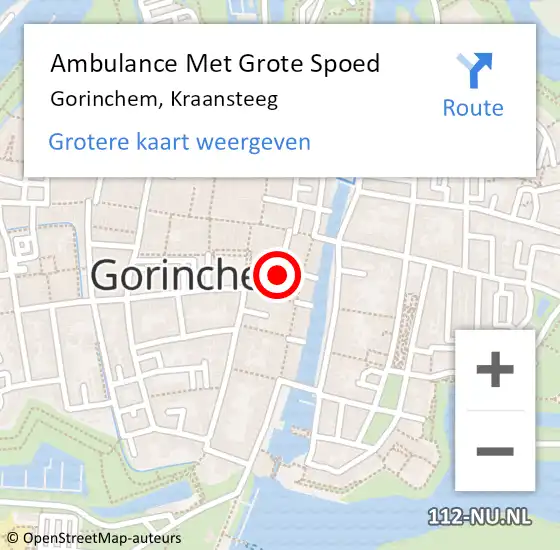 Locatie op kaart van de 112 melding: Ambulance Met Grote Spoed Naar Gorinchem, Kraansteeg op 22 augustus 2018 02:54