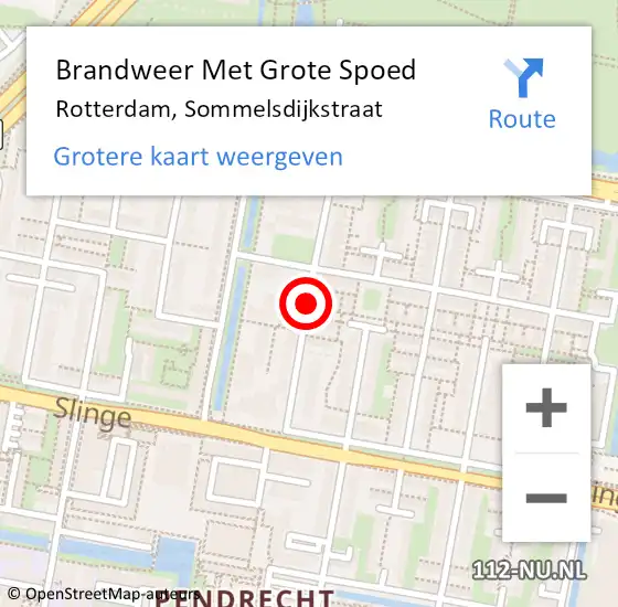 Locatie op kaart van de 112 melding: Brandweer Met Grote Spoed Naar Rotterdam, Sommelsdijkstraat op 22 augustus 2018 02:59