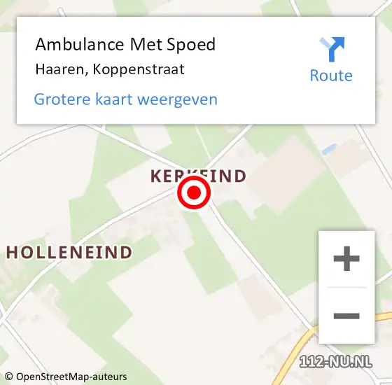 Locatie op kaart van de 112 melding: Ambulance Met Spoed Naar Haaren, Koppenstraat op 6 maart 2014 17:18