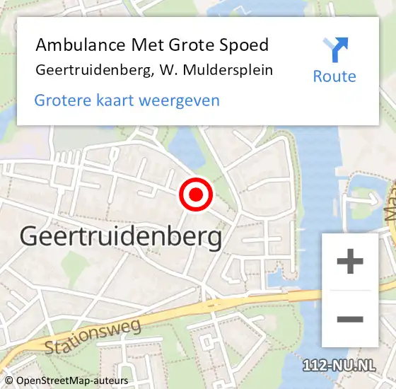 Locatie op kaart van de 112 melding: Ambulance Met Grote Spoed Naar Geertruidenberg, W. Muldersplein op 22 augustus 2018 06:37