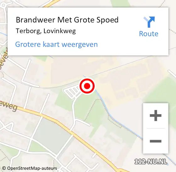 Locatie op kaart van de 112 melding: Brandweer Met Grote Spoed Naar Terborg, Lovinkweg op 22 augustus 2018 06:51