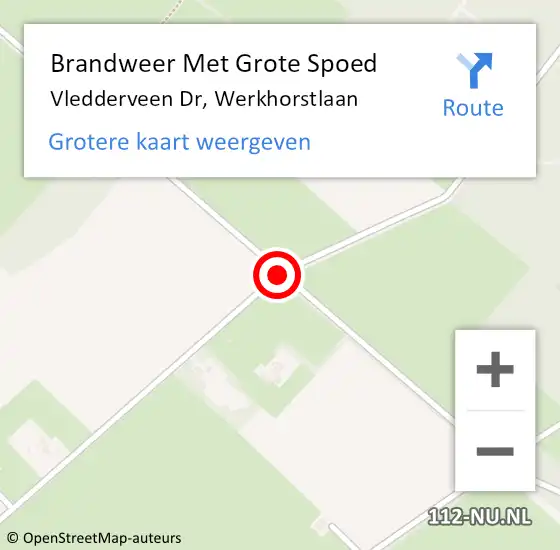 Locatie op kaart van de 112 melding: Brandweer Met Grote Spoed Naar Vledderveen Dr, Werkhorstlaan op 22 augustus 2018 07:53