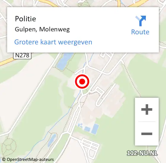 Locatie op kaart van de 112 melding: Politie Gulpen, Molenweg op 22 augustus 2018 08:23