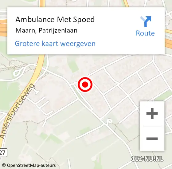 Locatie op kaart van de 112 melding: Ambulance Met Spoed Naar Maarn, Patrijzenlaan op 22 augustus 2018 09:06