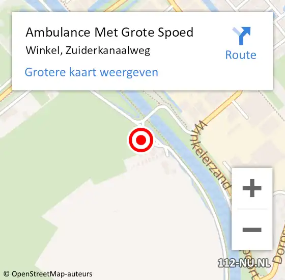 Locatie op kaart van de 112 melding: Ambulance Met Grote Spoed Naar Winkel, Zuiderkanaalweg op 22 augustus 2018 09:31