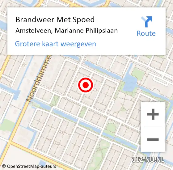 Locatie op kaart van de 112 melding: Brandweer Met Spoed Naar Amstelveen, Marianne Philipslaan op 22 augustus 2018 09:47