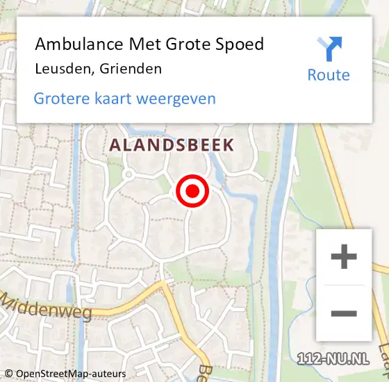 Locatie op kaart van de 112 melding: Ambulance Met Grote Spoed Naar Leusden, Grienden op 22 augustus 2018 09:56