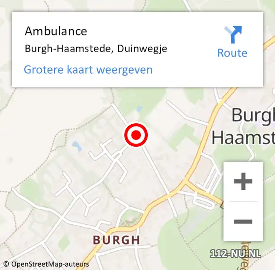 Locatie op kaart van de 112 melding: Ambulance Burgh-Haamstede, Duinwegje op 22 augustus 2018 09:58