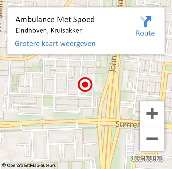 Locatie op kaart van de 112 melding: Ambulance Met Spoed Naar Eindhoven, Kruisakker op 22 augustus 2018 10:17