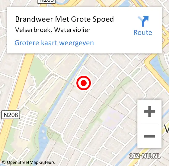 Locatie op kaart van de 112 melding: Brandweer Met Grote Spoed Naar Velserbroek, Waterviolier op 22 augustus 2018 10:47