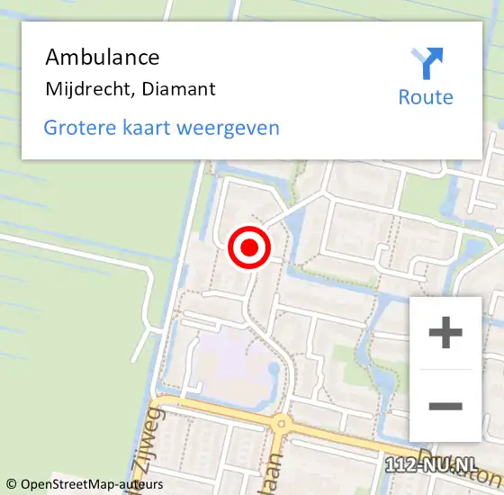 Locatie op kaart van de 112 melding: Ambulance Mijdrecht, Diamant op 22 augustus 2018 11:12