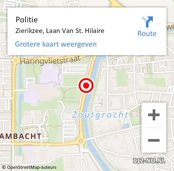 Locatie op kaart van de 112 melding: Politie Zierikzee, Laan Van St. Hilaire op 22 augustus 2018 11:16