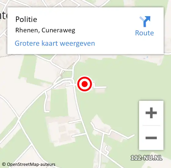 Locatie op kaart van de 112 melding: Politie Rhenen, Cuneraweg op 22 augustus 2018 11:28