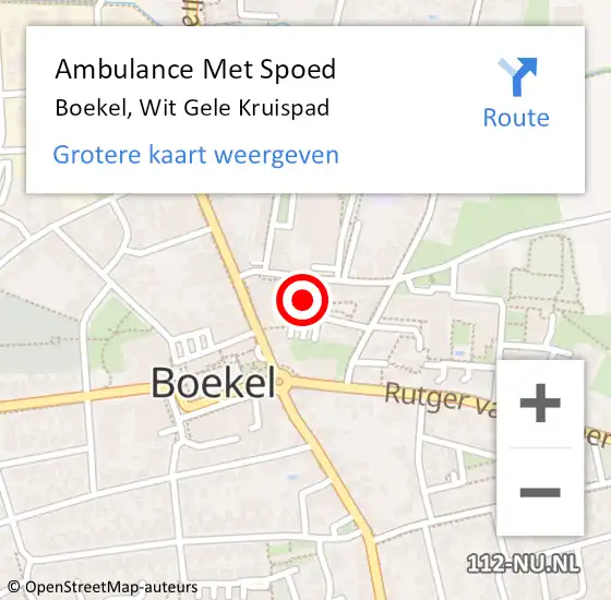 Locatie op kaart van de 112 melding: Ambulance Met Spoed Naar Boekel, Wit Gele Kruispad op 22 augustus 2018 12:03