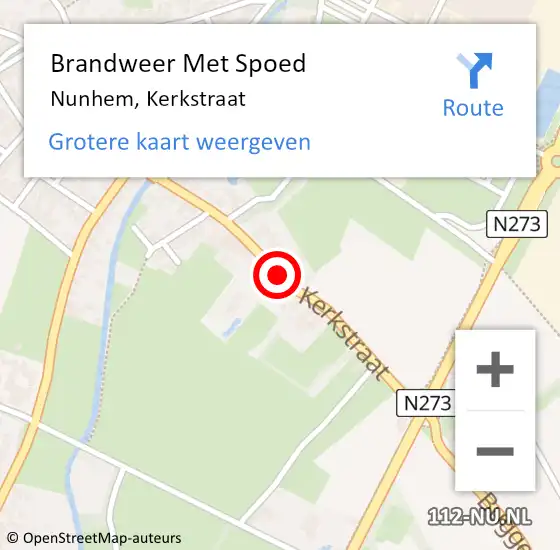 Locatie op kaart van de 112 melding: Brandweer Met Spoed Naar Nunhem, Kerkstraat op 22 augustus 2018 12:15