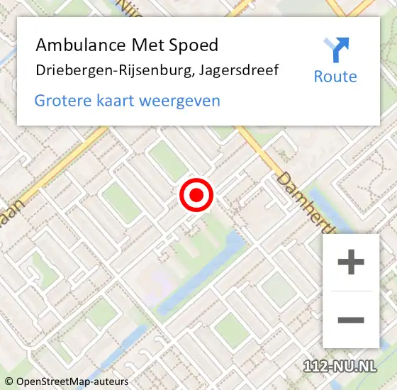 Locatie op kaart van de 112 melding: Ambulance Met Spoed Naar Driebergen-Rijsenburg, Jagersdreef op 22 augustus 2018 12:39