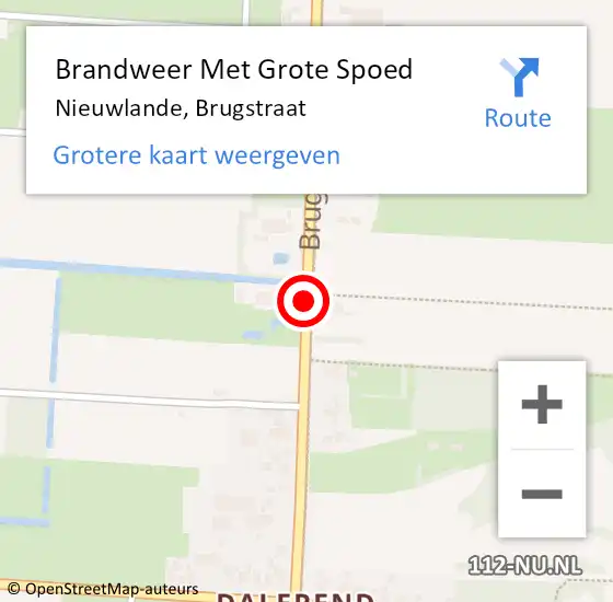 Locatie op kaart van de 112 melding: Brandweer Met Grote Spoed Naar Nieuwlande, Brugstraat op 22 augustus 2018 13:21