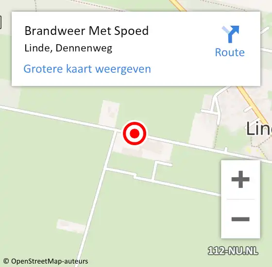 Locatie op kaart van de 112 melding: Brandweer Met Spoed Naar Linde, Dennenweg op 22 augustus 2018 13:26