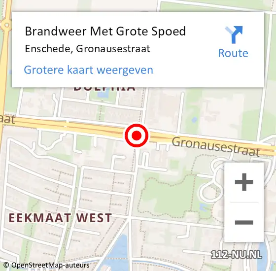 Locatie op kaart van de 112 melding: Brandweer Met Grote Spoed Naar Enschede, Gronausestraat op 22 augustus 2018 13:31