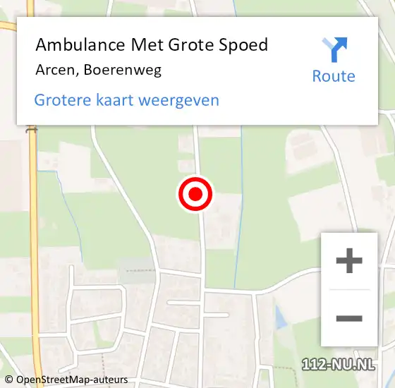 Locatie op kaart van de 112 melding: Ambulance Met Grote Spoed Naar Arcen, Boerenweg op 22 augustus 2018 13:32