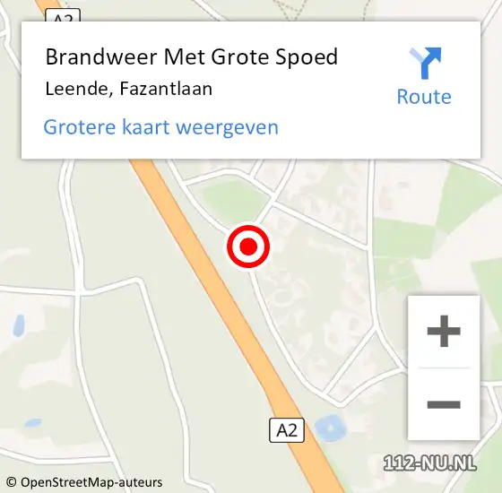 Locatie op kaart van de 112 melding: Brandweer Met Grote Spoed Naar Leende, Fazantlaan op 22 augustus 2018 13:48