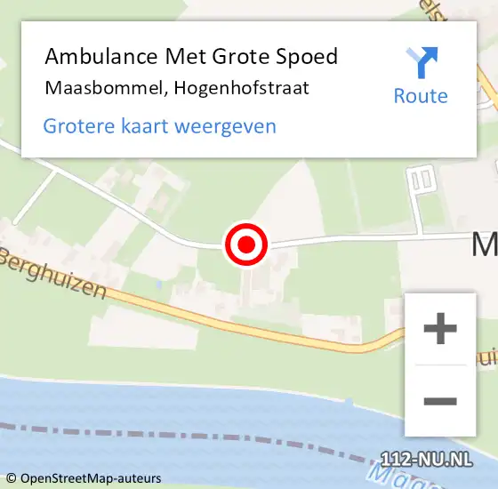 Locatie op kaart van de 112 melding: Ambulance Met Grote Spoed Naar Maasbommel, Hogenhofstraat op 22 augustus 2018 13:49