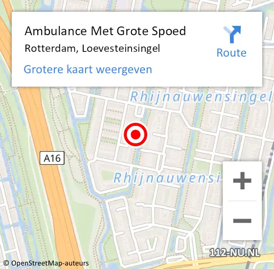 Locatie op kaart van de 112 melding: Ambulance Met Grote Spoed Naar Rotterdam, Loevesteinsingel op 22 augustus 2018 14:08