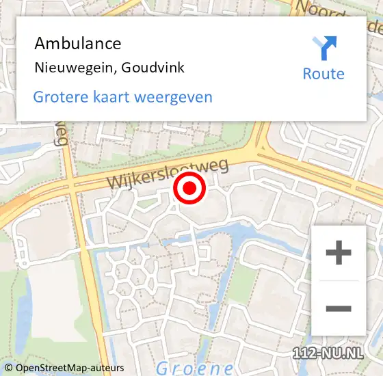 Locatie op kaart van de 112 melding: Ambulance Nieuwegein, Goudvink op 22 augustus 2018 14:38